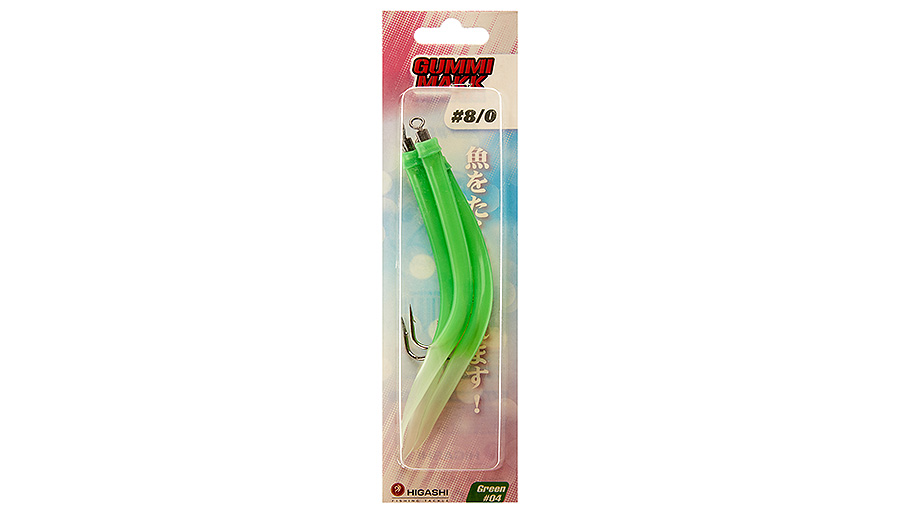 Крючок оснащенный кембриком HIGASHI Gummi Makk #8/0 (set-3pcs) #04 Green