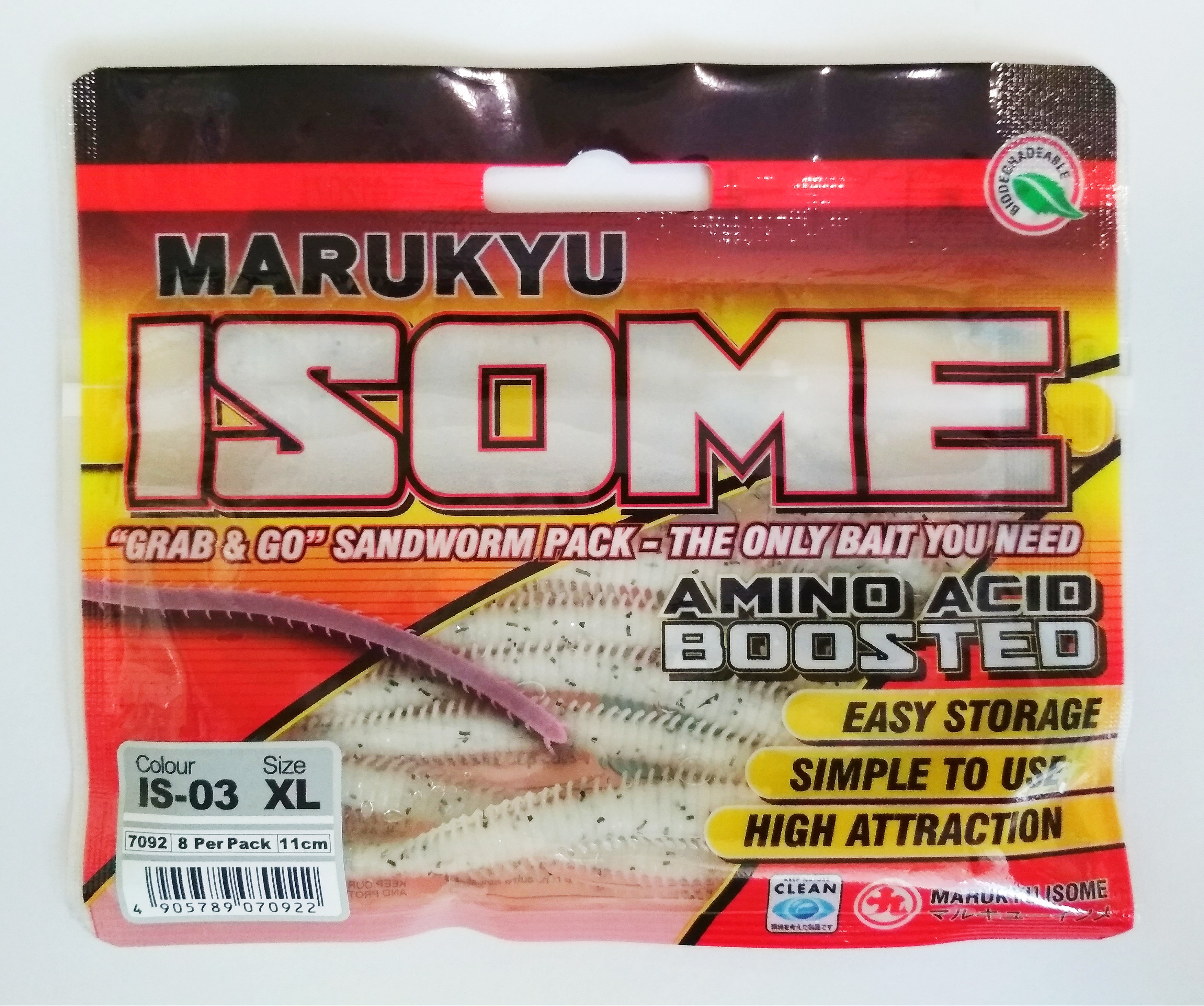 Силиконовые приманки MARUKYU POWER ISOME XL IS-03 #7092 WHITE