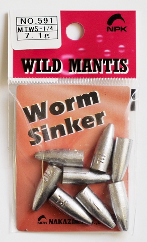 Груз NAKAZIMA Worm Sinker Natural (ПУЛЯ) 7.1g (8шт) #591