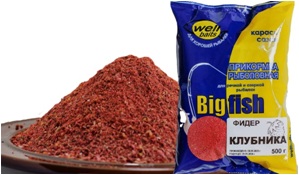 Прикормка WELL Baits Биг Фиш Фидер Клубника 500гр