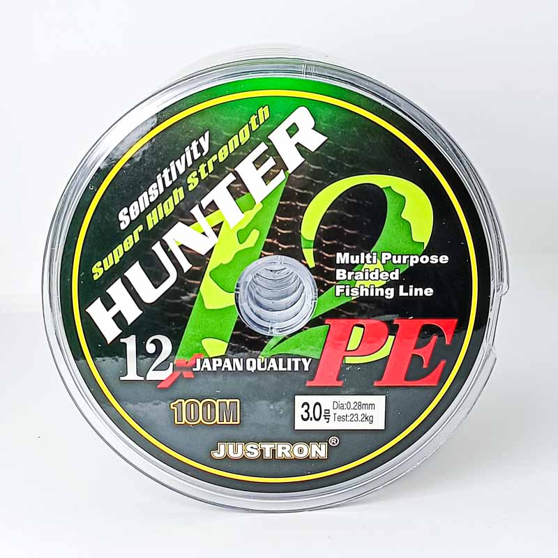 Шнур плетенный JUSTRON HUNTER X12 PE #1.5 0.20mm 14.5kg 31.9lb 100m Multicolor