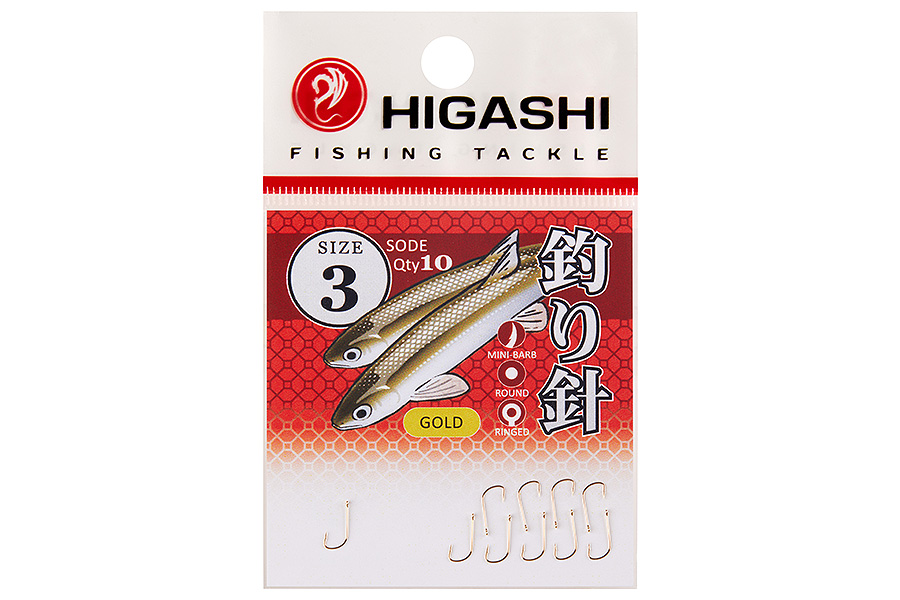 Крючок Higashi Sode ringed #3 Gold (10шт)
