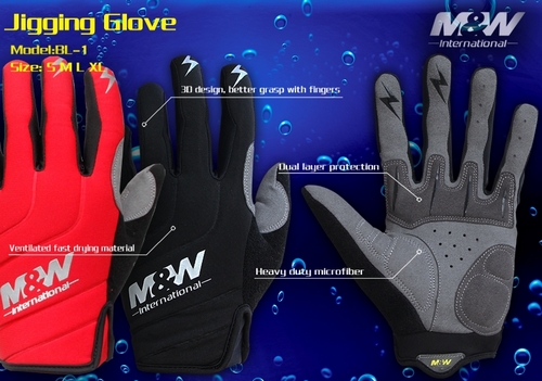 Перчатки M&W Jigging Gloves (BL-1) Black XL