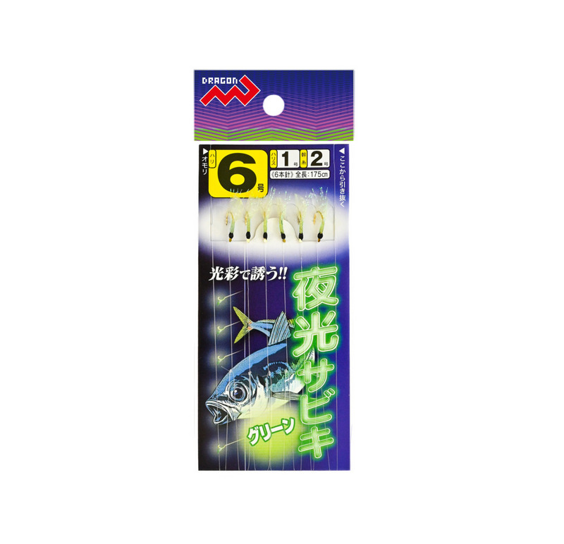Самодур MARUSHIN Yakou Sabiki Green #6 (поводок 0.165mm;леска 0.235mm;гирлянда 175cm) 5612