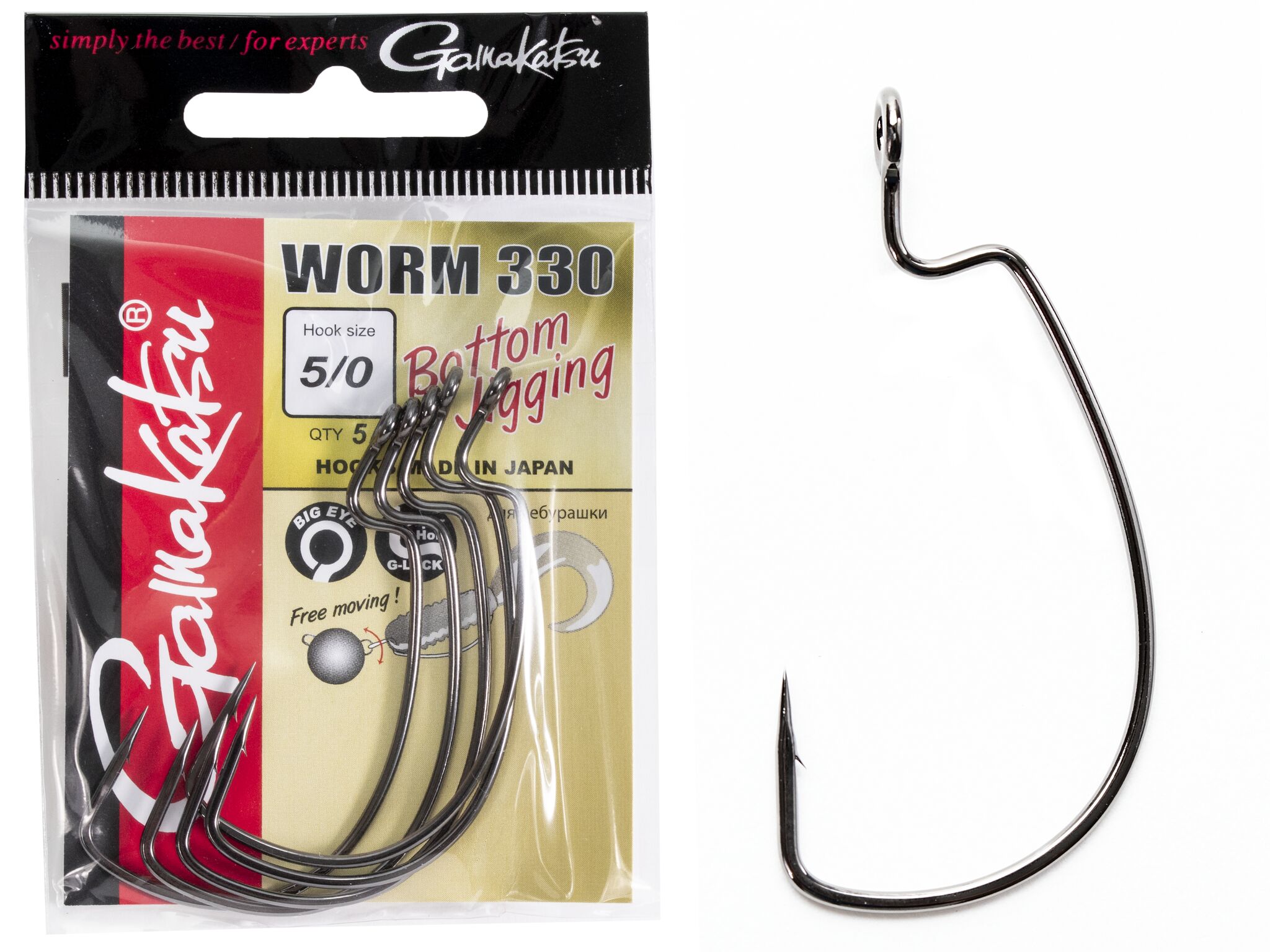 Крючки оффсетные Gamakatsu WORM 330 Bottom Jigging Hooks #3/0 (5шт) 185097-003