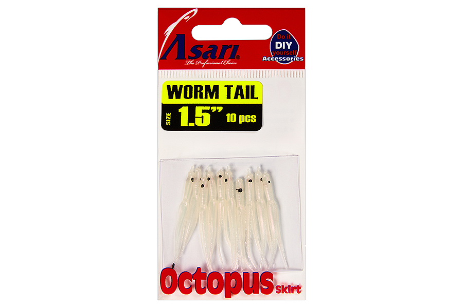 Октопус Asari Worm Tail 1.5" (45mm) (#06-Peral White)