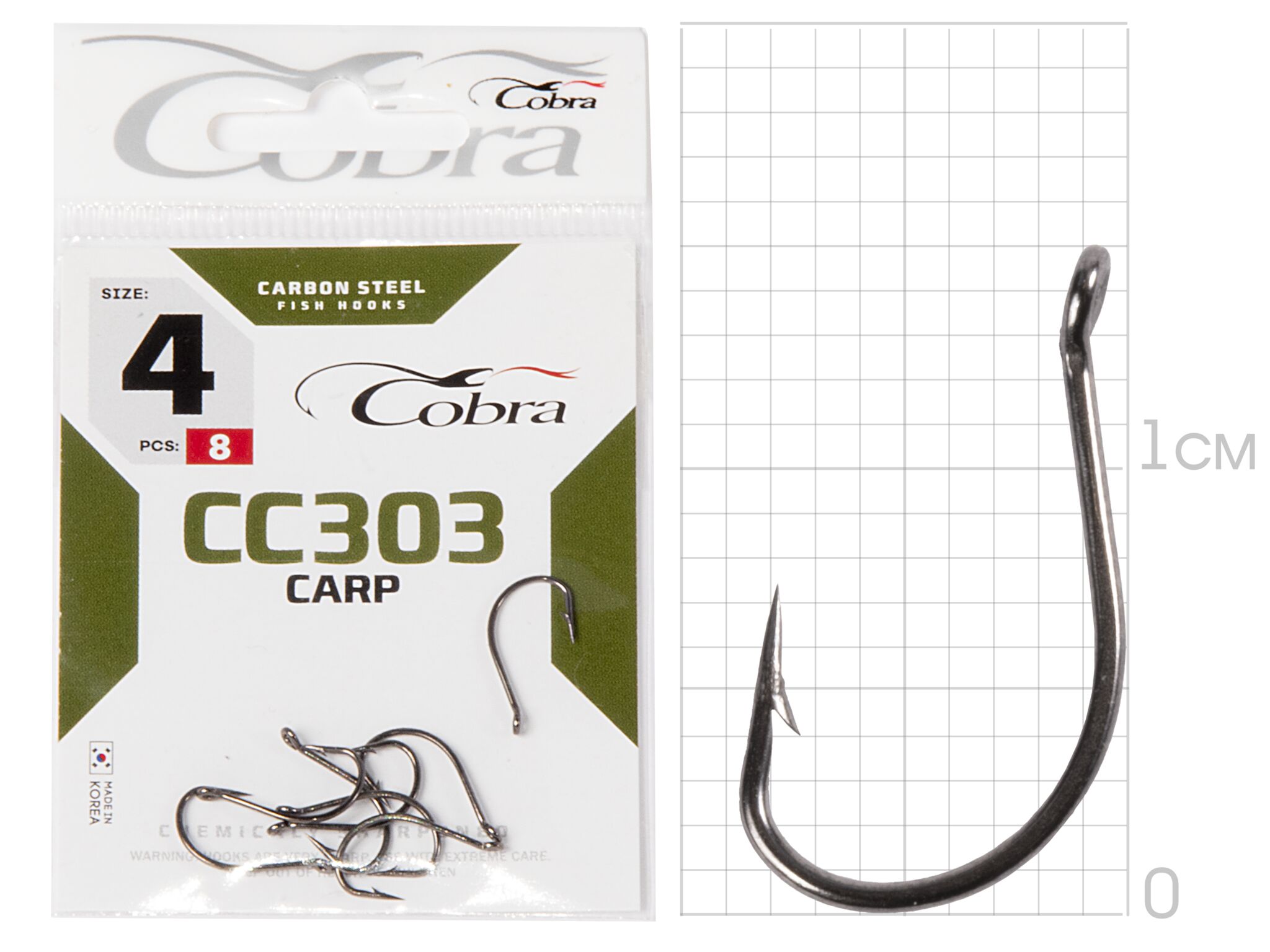 Крючки COBRA CARP CC303 #4 (уп.8шт) CC303-004