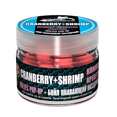 Бойлы насад. плав. Sonik Baits 14мм CRENBERRY SHRIMP Fluo Pop ups 90мл 