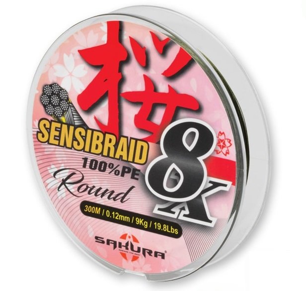 Шнур плетенный SAKURA SENSIBRAID 8 GREEN 150 M - 0.08 mm/6Kg/13,2Lbs