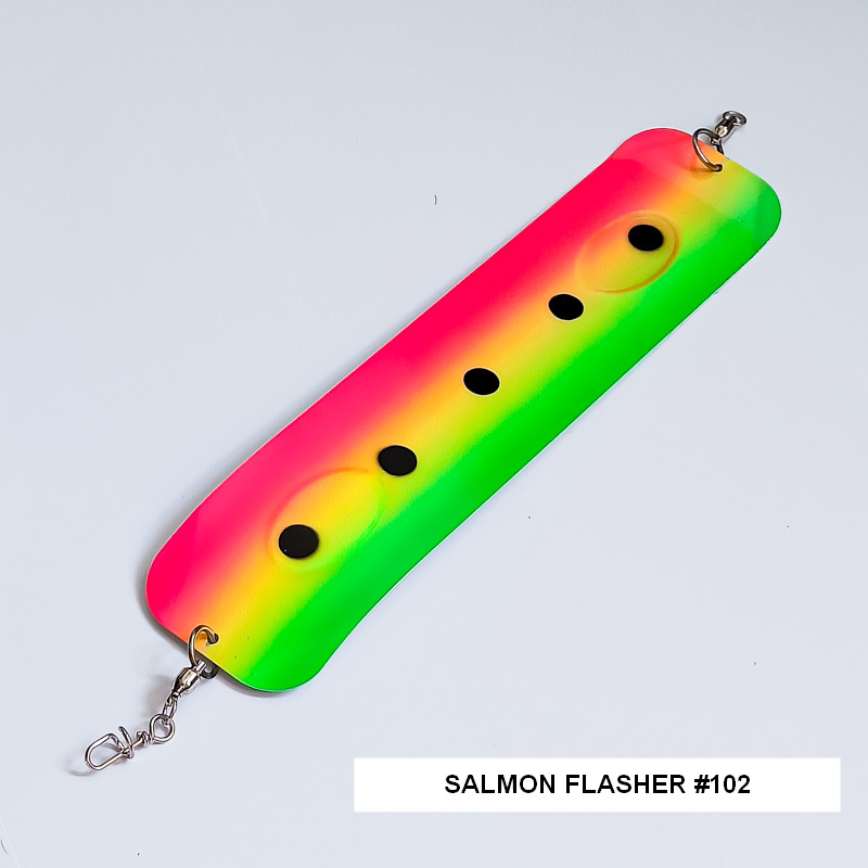 Флешер Salmon Flasher #102 Green/Yellow/Pink Glow UV