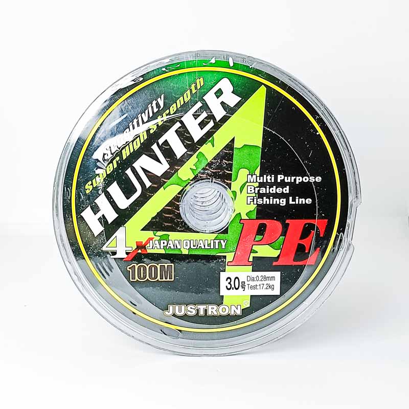 Шнур плетенный JUSTRON HUNTER X4 PE #5.0 0.37mm 21.8kg 48lb 100m Multicolor