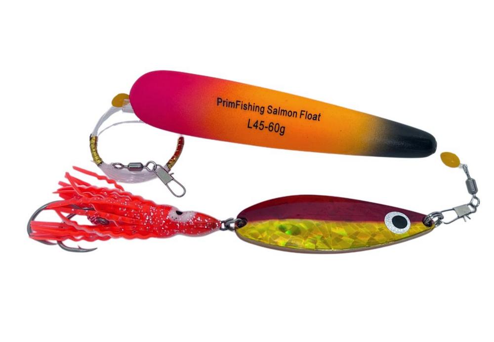 Снасть на кету PF Aki Aji Classic Long Float Set 45g # 5 PRF17 (с блесной и октопусом)