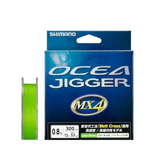 Шнур плетенный Shimano OCEA Jigger MX4 0.8 13.0lb5.9kg 300m Lime Green 476258