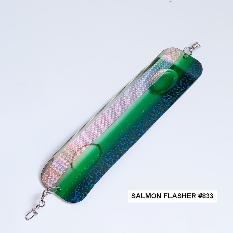 Флешер Salmon Flasher #833 Dark Green Slatter Blue UV