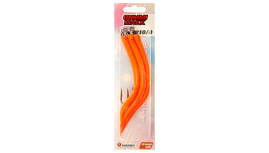 Крючок оснащенный кембриком HIGASHI Gummi Makk #8/0 (set-3pcs) #05 Orange