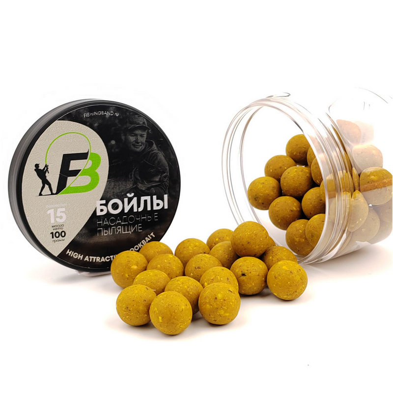 Бойлы насадочные растворимые в банке FISHING BAND Sweet Corn 15мм 100гр