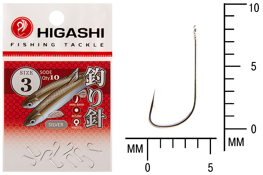 Крючок Higashi Sode ringed #3 Silver (10шт)