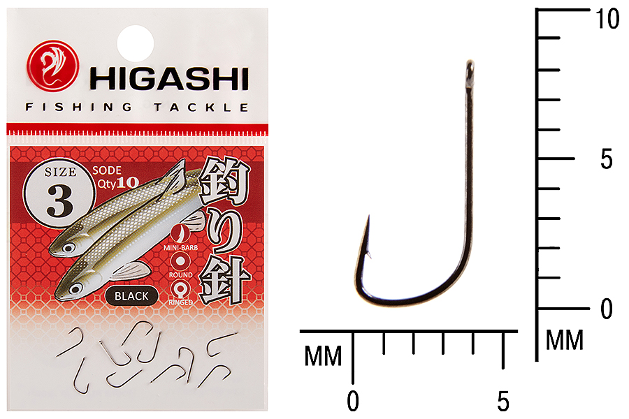 Крючок Higashi Sode ringed #3 Black (10шт)