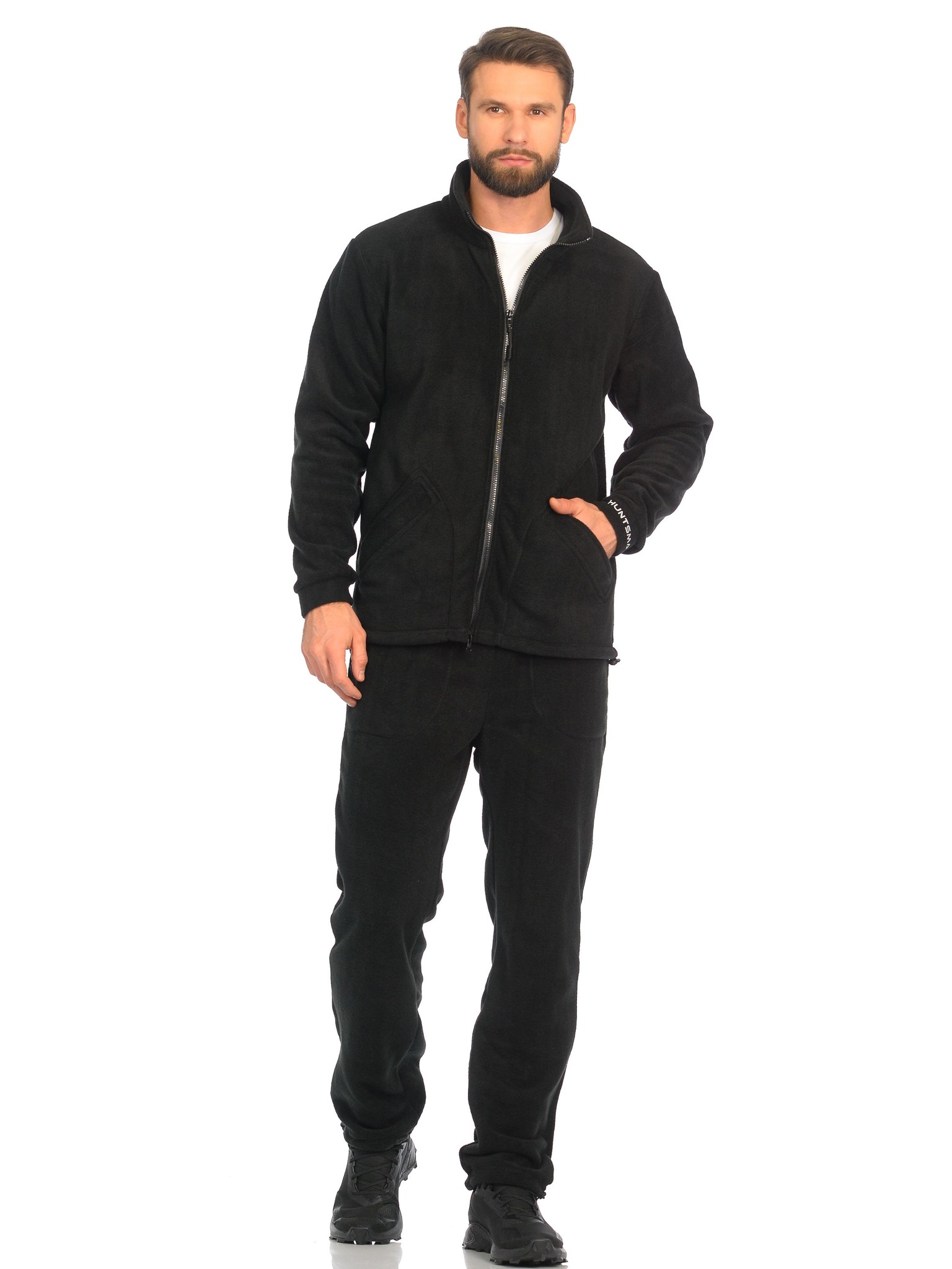Костюм демисезонный Huntsman Байкал (тк.Флис 280гр/м) (Чёрный) р.44-46/170-176
