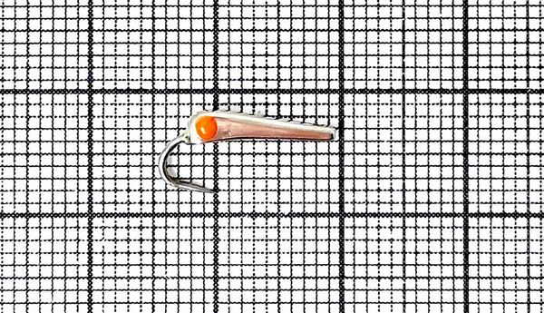 Блесна махалочная Коготок с Глазом Z (12мм) (серебро+глаз Orange/Glow) 