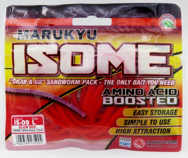 Силиконовые приманки MARUKYU POWER ISOME L GLOW RED  #13590