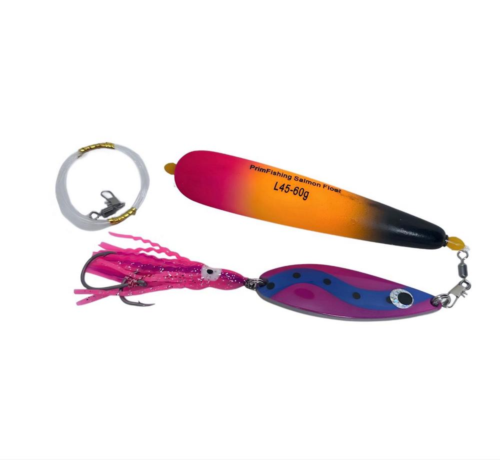 Снасть на кету PF Aki Aji Classic Long Float Set 45g # 9 PRF49 (с блесной и октопусом)