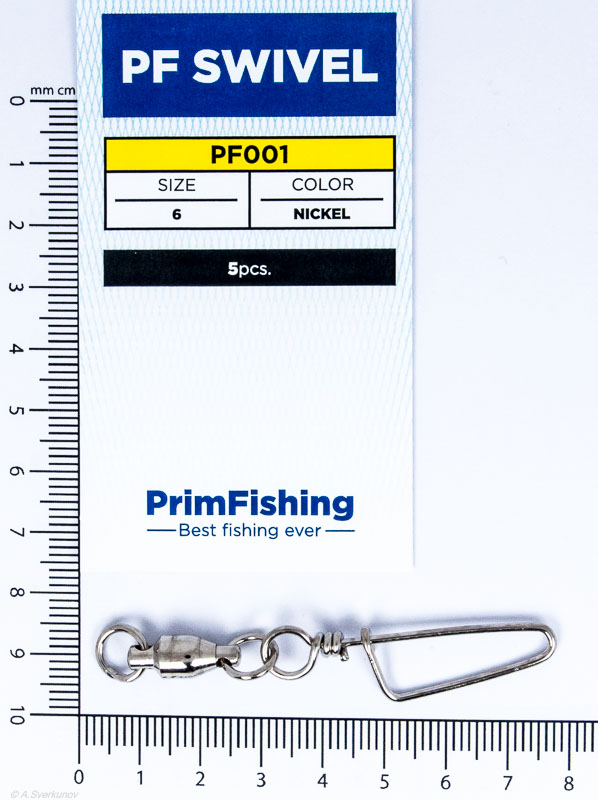 Вертлюг с подшипником и застежкой Costlock Snap PF SWIVEL #6 (никель) (уп.5шт) PF001-6