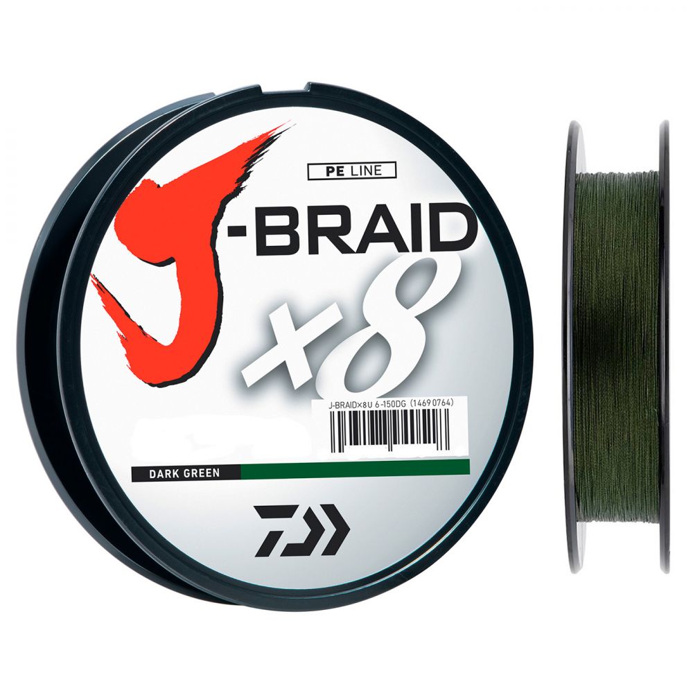 Шнур плетенный DAIWA J-BRAID X8 0.10mm 6.0kg 150m (Dark Green)