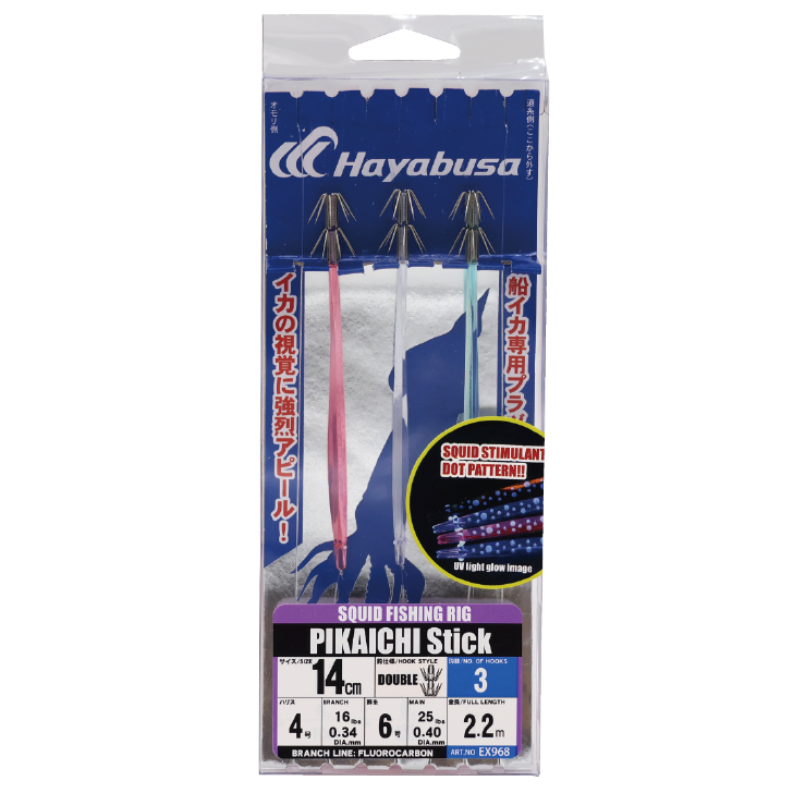 Снасть на кальмара HAYABUSA PIKAICHI Stick Rig Double EX968 #14-4 (2.2м 70см)