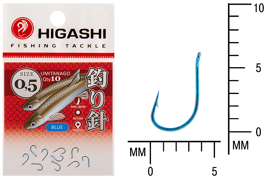 Крючок Higashi Umitanago ringed #0.5 Blue (уп.10шт)