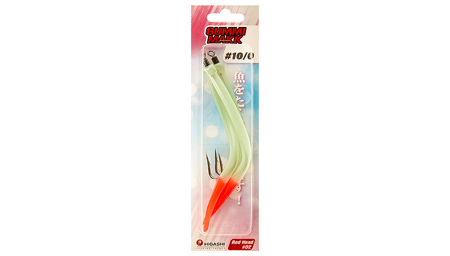 Крючок оснащенный кембриком HIGASHI Gummi Makk #8/0 (set-3pcs) #02 Red Head