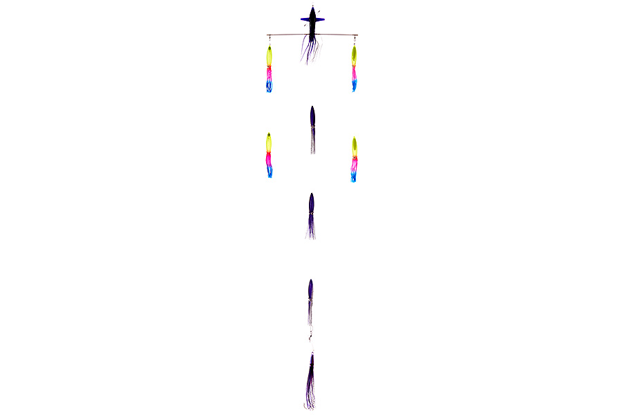 Оснастка для тунца/лакедры HIGASHI 18 Left Direction Flock fish 6 Squid #Combo 2 (Purple/Rainbow)