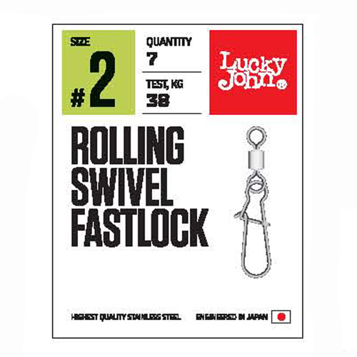 Вертлюги c застеж. LUCKY JOHN ROLLING SWIVEL FASTLOCK #004 (test 25kg) (7шт) LJP5101-004