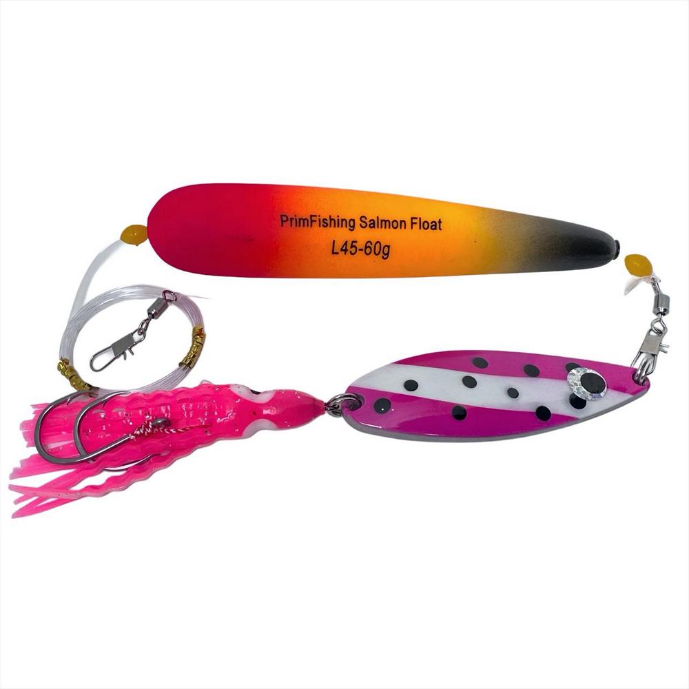 Снасть на кету PF Aki Aji Classic Long Float Set 45g # 8 PRF47 Glow (с блесной и октопусом)